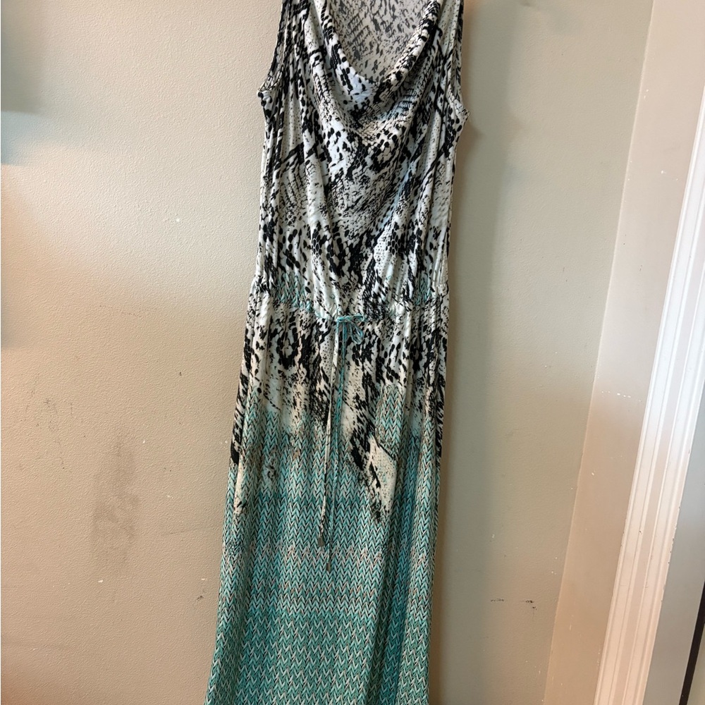 Milano Black and Teal Patterned Maxi Dress